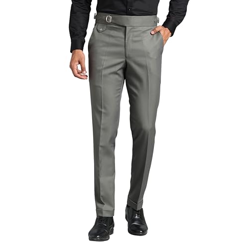 Men's Formal Trousers Front Pleated Single Buckle Gurkha Zion Pan...