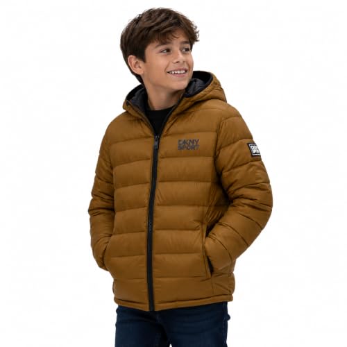 Image of DKNY Boys Winter Jacket, Midweight Puffer Coat, Weather Resistant, Hooded