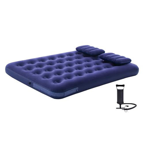 DIMAR GARDEN Colchón inflable de tamaño matrimonial para acampar con almohada, incluye bomba
