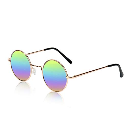 Round Sunglasses Retro Circle Gay Pride Festival Glasses Colorful Rainbow Lens