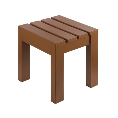 Image of Polyset Bamboo Stool - Strong & Sturdy 12 Inch Stool for Indoor, Outdoor, Home & Kitchen (Brown)