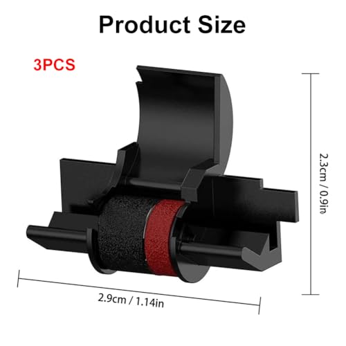 IR-40T Farbband Farbroller, 3 Stück Farbband Tintenwalze ABS POM, Farbrolle Schwarz/Rot, Farbrolle IR-40T Kompatible Farbbänder für Canon CP13/MP-12D/MP-120DH, Schwarz/Rot Tintenrolle für Casio IR40T
