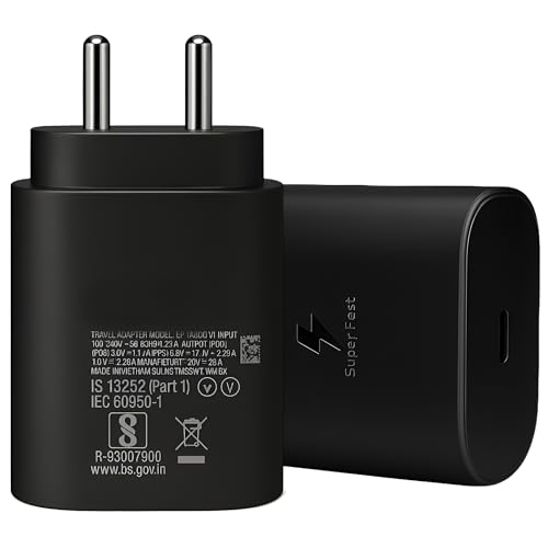 Image of 25W Type C PD Charger Adapter Compatible with Samsung Galaxy M06 /M05 /M16 /M15 /M36 /M35 /A16 /F06 /A36 /M14 /F14 /A14 /M34 /F34 /A34 /F35 /S25 /S24 /S23 /Tablet /Pad for Super Fast Charging Quick Charge /Black