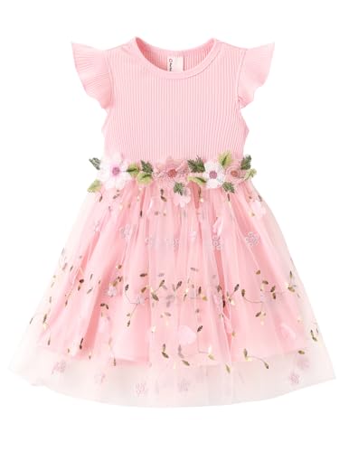 Image of PATPAT Girl's Tulle Dress Tutu Party Birthday Poster Formal Fancy Flower Princess Dresses