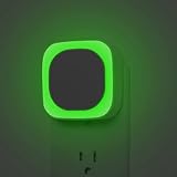 YUNLEX 2 Pack Plug in Dimmable Auto Dusk to Dawn Sensor Nightlight, Soft Glow Diffused Green Light for Bathroom, Hallway, Stairs, Kitchen