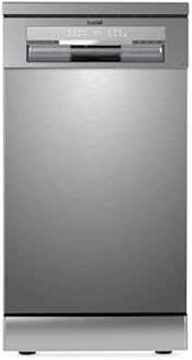 Baridi Slimline Freestanding Dishwasher, 45cm Wide with 10 Place Settings, 8 Programs & 5 Functions, LED Display, Silver - DH166