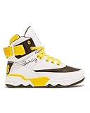 Ewing Patrick Athletics 33 HI Men's Sneakers, Inspired by CRLS, White/Lemon/Brown, Leather High-Top, Reversible Strap, Size 6