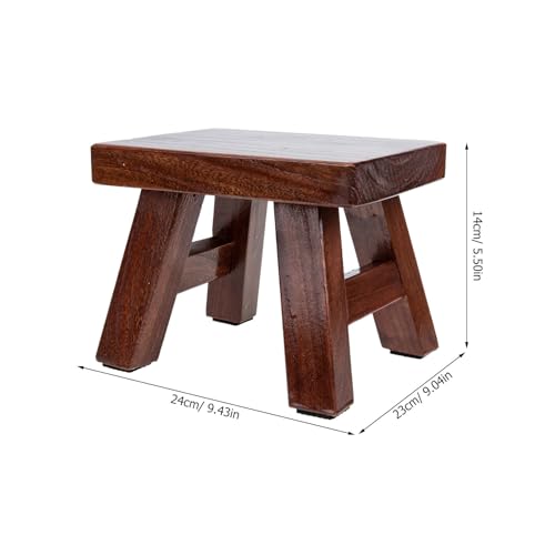 Taburete de madera noble maciza resistente MERRYHAPY acabado café artesanal de hogar 3