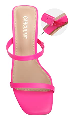 Image of Carcuume Women's Square Toe Two Strap Open Toe Block Heels Sandals Slip On Shoes