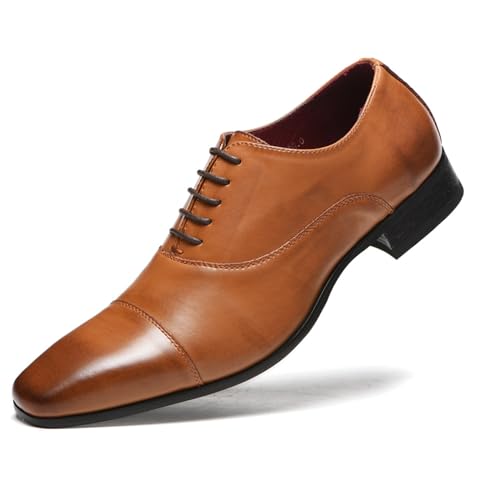 Men's Dress Shoes Oxford Shoes Formal Lace Up Dress Shoes for Men Square Toe Business Derby Shoes