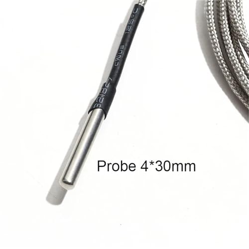 Sensor de temperatura PT100 tipo K con sonda termopar de acero inoxidable y cable blindado 1m 3