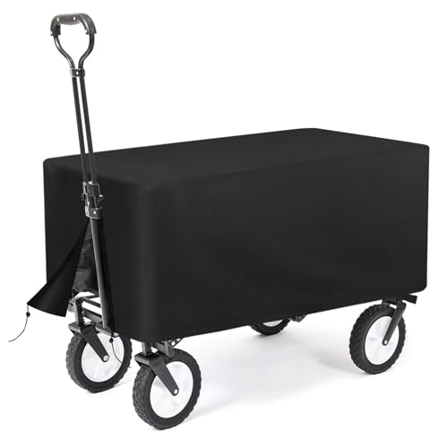 Funda impermeable para carrito de festival, cubierta de carro de jardín 500D resistente para carrito plegable, protección contra el viento, se adapta a 74 x 46 x 41 cm, color negro