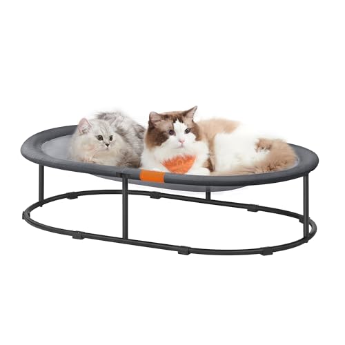 Feandrea Pet Bed, Cat Hammock, Elevated Cat Bed for Multiple Cats, with Removable Washable Mesh, for Pets up to 20 lb, Oval, Gray UPCB001G01 M (20.5"L x 16.5"W x 7.9"H)