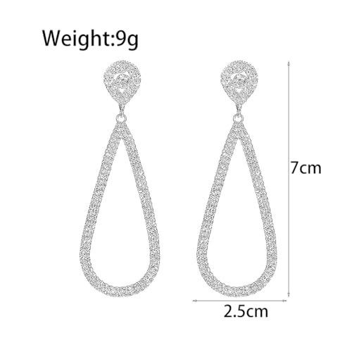 Bling Rhinestone Earrings for Women,Sparkly Silver Teardrop Dangling Earrings Trendy Large Chandelier Earring,Bridal Wedding Jewelry Accessories Gift2