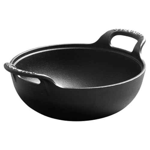 OUNONA Iron Cast Stew Pot Non-Stick Cooking Skillet Ergonomic Handles for Soups Stews and Stir-Frying for Home and Camping Use Easy to Clean