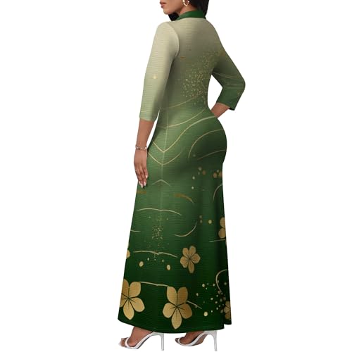 Image of PinkPatty Women's Casual 3 /4 Sleeve Polo V Neck Bodycon Maxi Dress