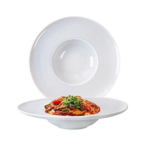 11 Inches Pasta Bowls Set of 2, 10 Ounce Soup Plates with Wide Rim, Salad Bowls for Soup, Dessert,Spaghetti, Lucheon Plates for Kitchen and Eating, Microwave and Dishwasher Safe, Light Blue