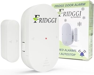 FRIDGGI - Alarma de Puerta de congelador con retardo de 60 Segundos, recordatorios de 2, 3 y 4 Minutos, Alarma o Timbre para Puerta de refrigerador y Nevera, bajo/Alto 80 a 110 dB (Blanco)