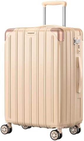 （14:00時点） [LuggMate] スーツケース 超軽量 大容量 キャリーケース 隠しフック機能 耐衝撃 静音ダブルキャスター TSAロック搭載 ファスナータイプ キャリーバッグ 旅行 ビジネス 出張 入院 (杏色, Lサイズ（7泊~長期旅行/95L）)