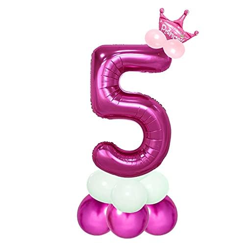 Image of Pink 32 Inches Numbers 5 Shape Large Big Foil Helium Balloons For Party Decorations In Happy Birthday Anniversary Office Items Materials Set Pack, Pack Of 1