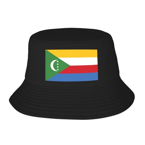 Flag of The Comoros Adult Bucket Hat - UV Protection, Suitable for Outdoor Fishing Hiking Beach Vacation Black