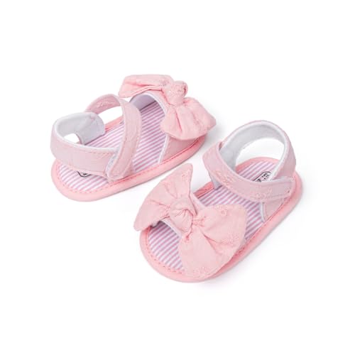Miamooi Infant Baby Girls Boys Sandals Summer Bowknot Crib Shoes Toddler Pu Leather Flower Soft Rubber Sole Dress Flats First Walker Shoes
