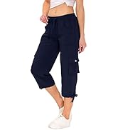 AjezMax Damen Hosen Casual 3/4 Hose Einfarbig Relax Jogginghose Leichtes Kordelzug Freizeithosen ...