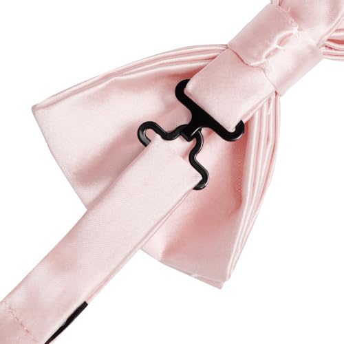 Image of Solid Color Bow Ties for Men Silk Pre-tied Tuxedo Bowtie Set 4PCS