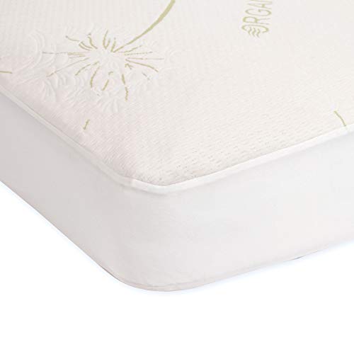 Image of Sealy Baby Healthy Grow Plush Fitted Waterproof Infant Crib Mattress Protector Pad and Toddler Bed Cover, Organic Cotton and PolyBlend Top, Machine Washable and Dryer Friendly, 52 inch x 28 inch- White