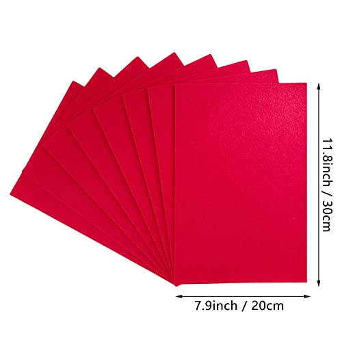 Image of Jtnohx Stiff Felt, 2mm Thick Felt Sheets for Crafts, 8 inchx12 inch Hard Felt Fabric Squares 8Pcs for DIY Projects (Red)