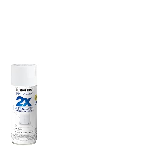 Image of Rust-Oleum 249060 Painter's Touch Acrylic Spray Paint for Plastic, Metal, Wood (Semi-Gloss White - 340 Grams)