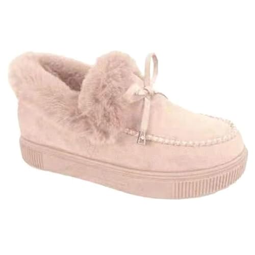 Womens Boots Wide Calf Wide Width Womens Warm Fur Lined Winter Snow Boots Outdoor Short Ankle Booties Slip On Comfortable Fashion Walking Shoes for Women