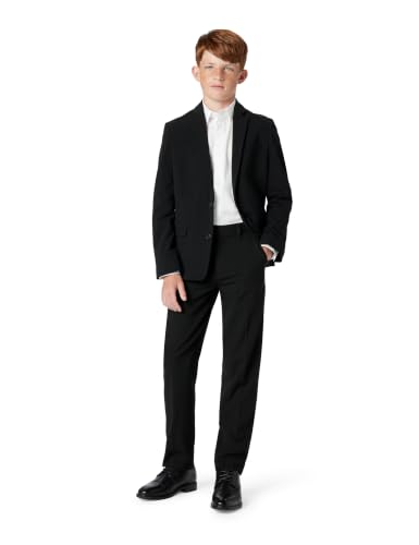 Image of Calvin Klein Boys Flat-Front Bi-Stretch Dress Pant, Straight Leg Fit, Belt Loops & Front Pockets
