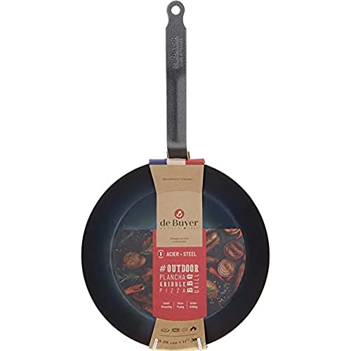 DE BUYER POELE A GRILLER TOLE BLEUE #OUTDOOR Ø28