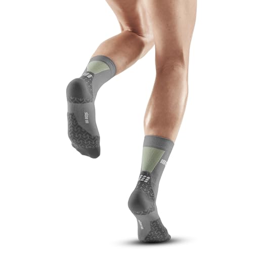 Image of CEP Ultralight Mid Cut Compression Socks (SS24), Grey /Lime, Women, LG