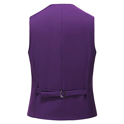 Uninukoo Mens Suit Vest Slim Fit Casual Waistcoat Four Buttons Tuxedo Suit Vest Us Size 42 (Label Size 5Xl) Purple #TOP6