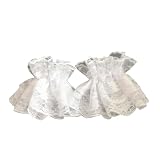 ZHENXI Women Ruffled Floral Lace Wrist Cuffs,Lolita Fake Hand Sleeves 1 Pair, White