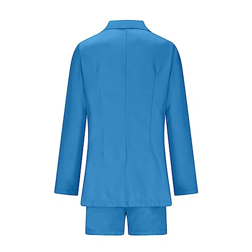 Women's 3 Piece Office Work Suit Set Long Sleeves Blazer +Shorts with Belt Solid Casual Lapel Front Open Cardigan4