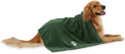 Image of Bone Dry Pet Grooming Towel Collection Absorbent Microfiber X-Large, Embroidered Hunter Green, 41x23.5 (Pack of 12)