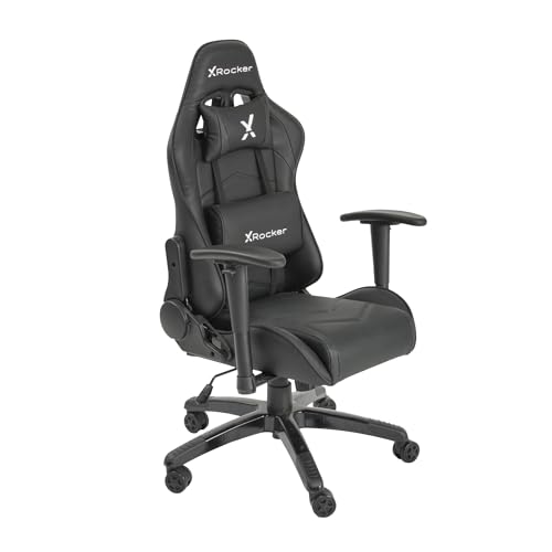 X-Rocker Agility Compact High Back eSports Gaming Chair for Kids & Teens - 3D Armrests Head & Lumbar Cushion Height Adjustable Wipe-Clean Faux Leather - Carbon Black