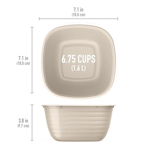 Image of Bentgo Prep - 1-Compartment Bowls with Custom-Fit Lids - Reusable, Microwave Safe, Durable, PFAS & BPA-Free, Freezer & Dishwasher Safe Meal Prep Food Storage - 10 Bowls & 10 Lids (White Stone Tan)