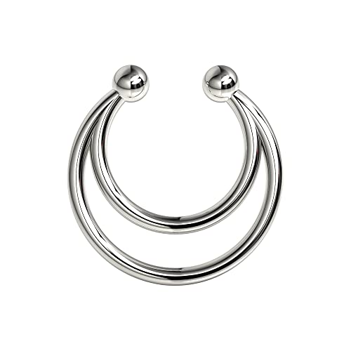 316L Surgical Steel Twin Circle Circular Fake Septum Nose Ring Piercing