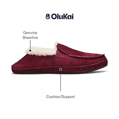 OLUKAI Ku'una Slipper, Women's Slip-On Shoes, Genuine Shearling & Premium Nubuck Leather, Drop-in Heel Design, Cozy & Ultra-Soft Comfort Fit4