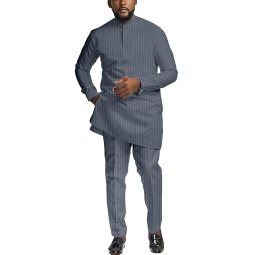 African Suit for Men Traditional 2 Piece Set Shirt Pants Dashiki Outfits Nigerian Wedding Attire Clothing