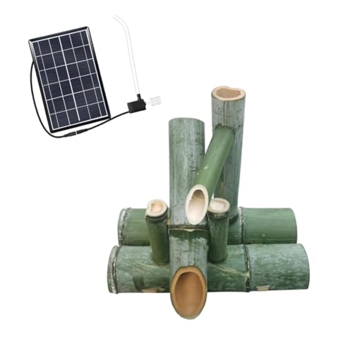 Fontaine solaire en bambou pour animer un jardin sans prise électrique extérieure