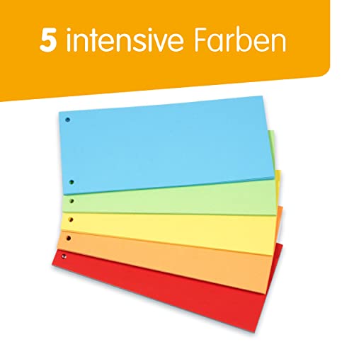 perfect line Lot de 100 bandes de séparation en papier avec onglet en 5 couleurs intenses Couleurs assorties, cartes de 180 g/m², languettes colorées pour une séparation parfaite des classeurs DIN A4