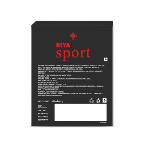 Image of RIYA Sport Perfume 100 ml | Eau De Parfum for Men | Fresh Spices, Wood | Long Lasting Fragrance