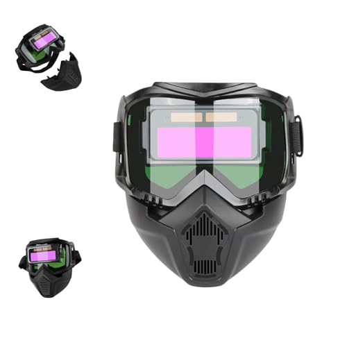 Welding Mask Auto Darkening, Full Face Heat-Resistant Welding Mask, Solar Welding Mask for Eye Face Protection, Removable Solar Powered Welding Goggles (Green)
