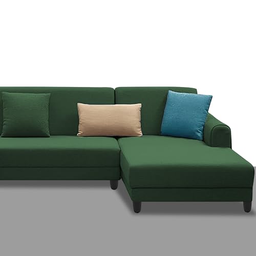 Image of Kraven RHS 6 Seater L Shape Sofa Set for Living Room (Green Fabric) Premium Fabric Sofa