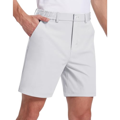 Pantaloncini da golf da uomo elasticizzati in vita elasticizzata leggeri piatti anteriori pantaloncini casual bermuda da ufficio pantaloncini da lavoro vestibilità classica slim fit pantaloncini da